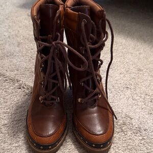 Cato Dark Brown Lace-Up Boots